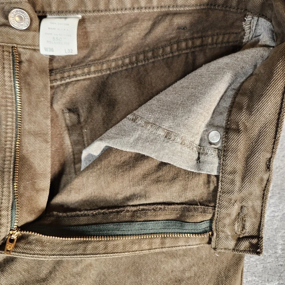Vintage Levi's 550 Jeans 36x32 Forrest Green 80s 90s‎ Made In USA Cotton 2002